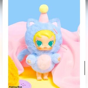 PopMart Molly Pocket Friends Feeling Blue Plush Pendant New w/ Box & Card opened